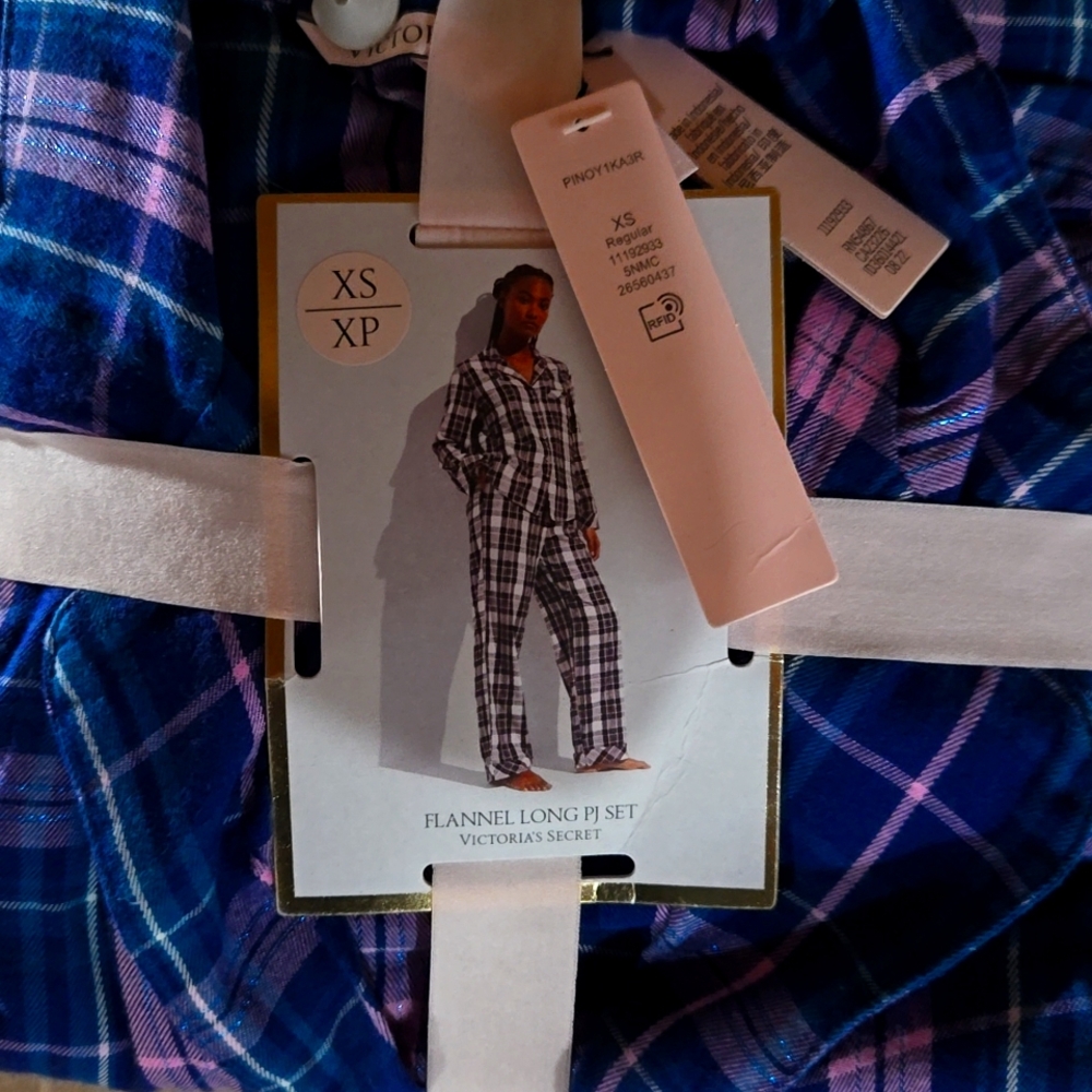 Victory secret Xs blue and pink plaid pajamas